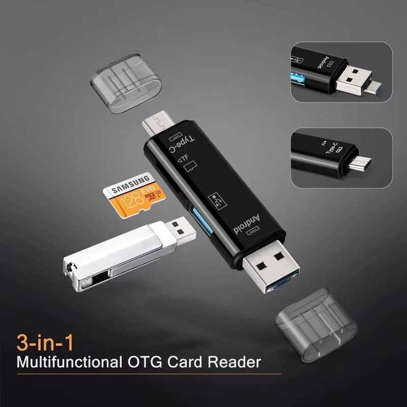 Mrgabwte 5-in-1 USB Hub und OTG Adapter in Schwarz mit USB-C, Micro-USB sowie SD und TF Kartenleser - Bild 3