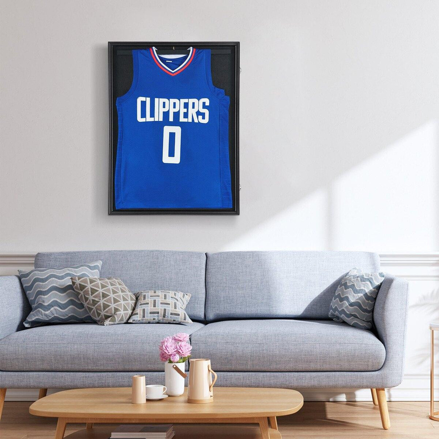 QYK Trikot-Display-Rahmenkasten in Mattschwarz, abschließbare Shadowbox mit UV-Schutz-PC-Glas und Aufhängern, B/H: 61 x 81,3 cm - Bild 8