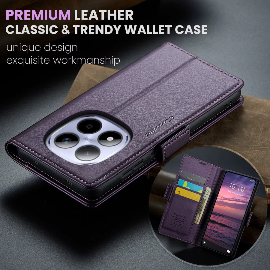 CaseMe Magnetische PU-Lederhülle mit Kartenhalter für Xiaomi Redmi Note 15 Pro 4G 5G und Redmi Note 15 Pro Plus in Lila - Bild 3