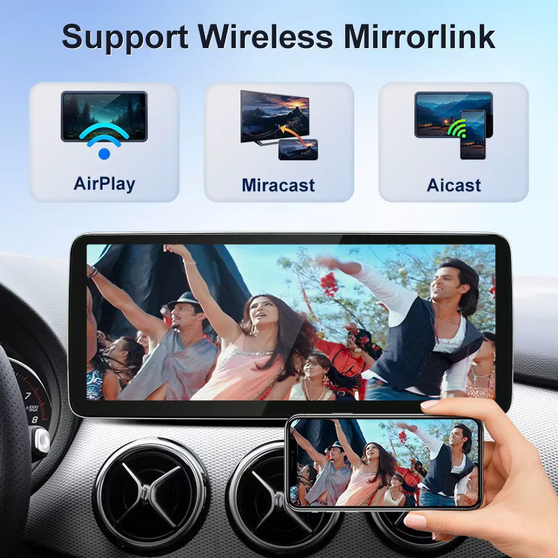 STWEI Schlanker Bildschirm mit Linux-System für Mercedes-Benz B-Klasse W246, 12,8 Zoll, 2400x900 Auflösung, Kabelloses CarPlay, Schwarz - Bild 4