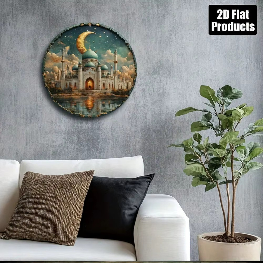 Rundes Metallschild CIFBUY im Vintage-Stil mit Mond-Motiv, Mehrfarbig, Durchmesser: 20,32 cm - Bild 3