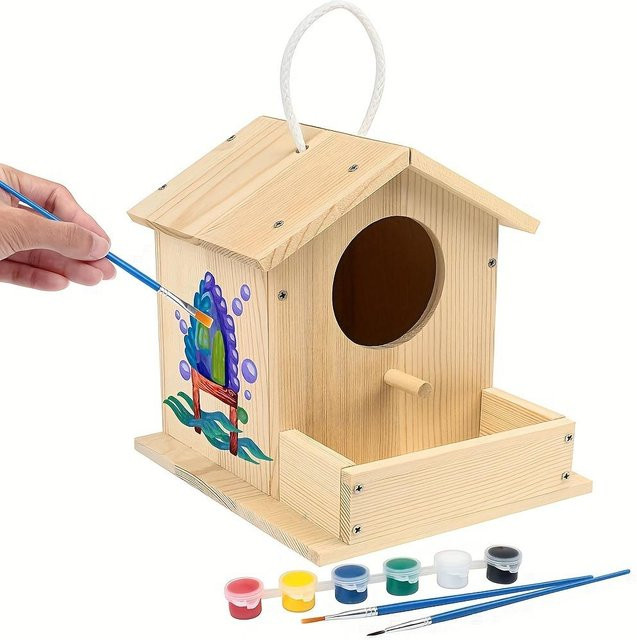 Fashnics DIY Holz Vogelhaus Bausätze, Kreatives Kunst- und Handwerksset, ab 3 Jahre - Bild 1