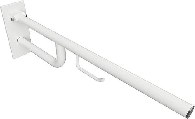 Brillantbad BELP Stützklappgriff mit Toilettenpapierhalter aus Stahl in Weiß Matt, B/T/H: 10,3 x 25,3 x 85,0 cm - Bild 1