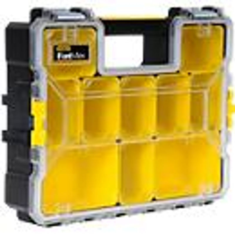 Stanley FatMax Profi-Organizer Sortimentskoffer mit 10 flachen Fächern, Gelb/Transparent, B: 44,6 cm, T: 7,5 cm, H: 35,7 cm - Bild 3