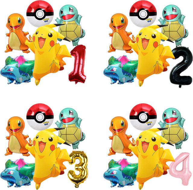 Potdemiel Pikachu Themen-Ballonset Mehrfarbige wiederverwendbare Luftballons für Geburtstag und Partydekoration - Bild 1