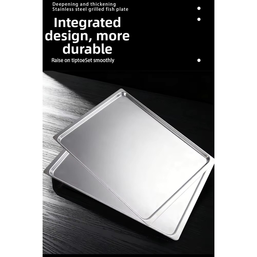 LEENKEA Aluminium Backblech mit Antihaftbeschichtung, Rechteckiges Ofenblech für Brot, Kuchen und Cookies, Farbe: Silber/Grau, B: 43,5 cm, T: 31,5 cm - Bild 3