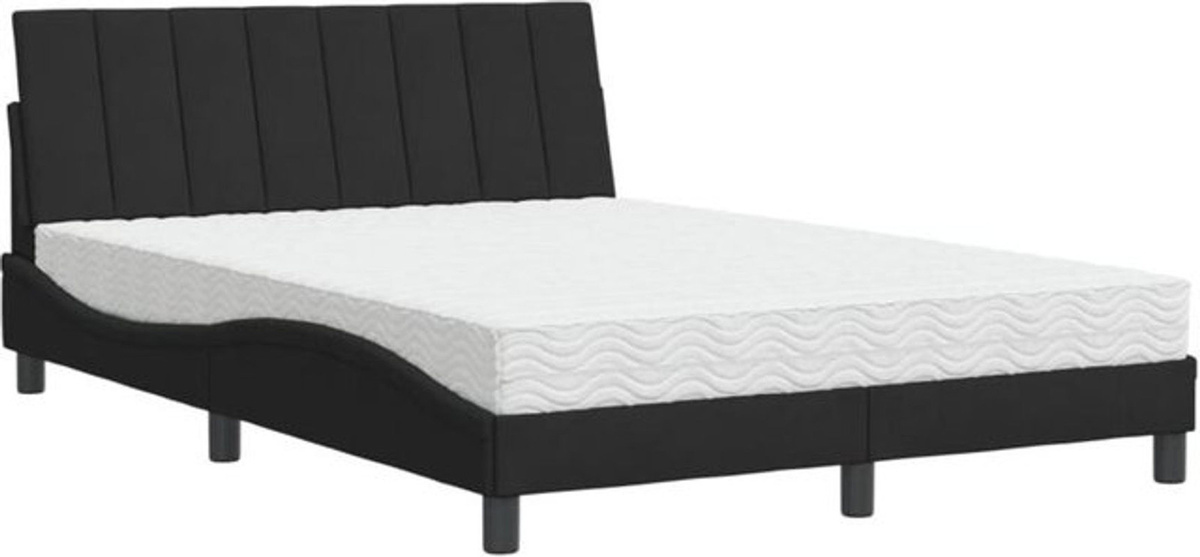 Modernes Polsterbett von Vidaxl in Schwarz mit Samt und Metall, B/T: 140 x 190 cm - Bild 1