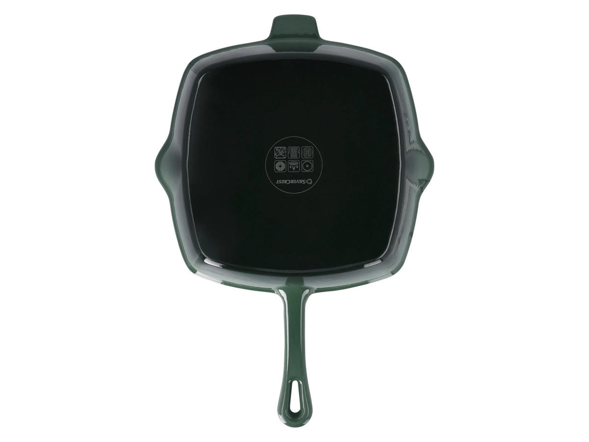 SILVERCREST Premium-Gusseisen-Grillpfanne, Durchmesser: 24 cm, Grün - Bild 3
