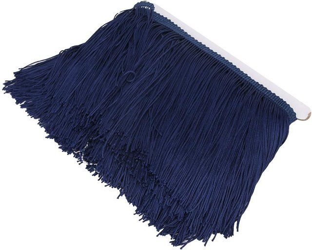 KaiSai Spitzenbesatz mit langen Fransen aus Polyester in Navy Blau, 14 cm Breite, 9 yd Länge - Bild 1