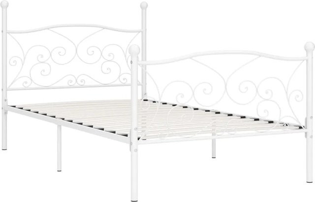 vidaXL Bettgestell mit Lattenrost aus Metall und Holz in Weiß, B/T: 100 x 200 cm - Bild 1