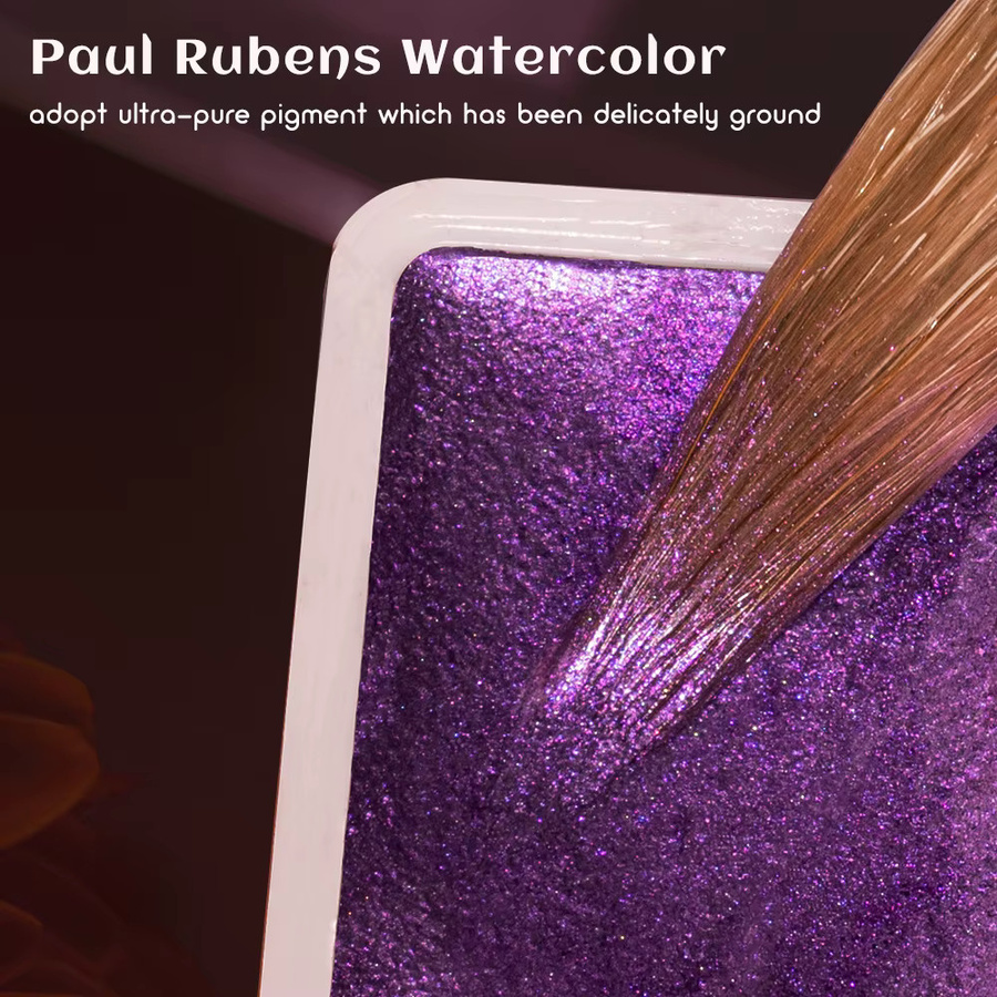 Paul Rubens Perlglanz-Aquarellfarben-Set in der rosa Box mit Palette, 48 Farben, Multicolour - Bild 2