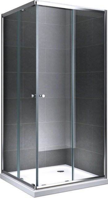 Dein Bau Projekt Eckdusche Duschkabine mit Klarglas und Schiebetür, Farbe: Transparent, B/T/H: 80 x 80 x 190 cm - Bild 1