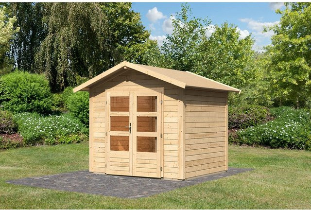 Karibu Holz-Gartenhaus Tyka Natur Satteldach Unbehandelt B: 240 cm, T: 200 cm, H: 230 cm - Bild 1