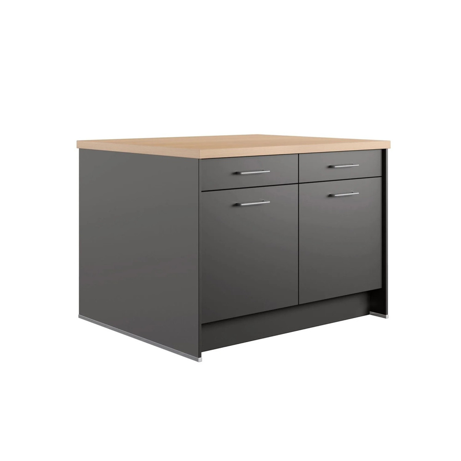 Kücheninsel Impuls Küchen IBZ4123L3 in Grafit mit modernem Design und Soft-Close-Türen, Breite: 123,4 cm - Bild 2