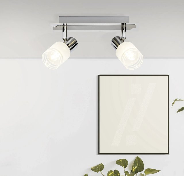 Brilliant Lea LED-Spotbalken 2-flammig Deckenstrahler Chrom und Weiß mit E14 Fassung - Bild 1
