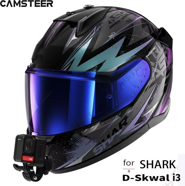 CAMSTEER Aluminium Custom Helm Kinnhalterung für Shark D Skwal i3 in Silber, kompatibel mit GoPro Hero 13 12 11, Insta360 X4 X3, Ace Pro2, DJI Action 5 Pro 4 Action Cameras - Bild 1