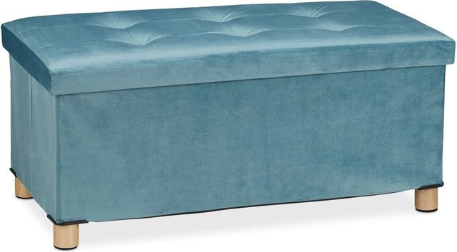 Relaxdays Sitzbank aus Samt in Türkis, faltbar, modern, B/H/T: 76 x 34 x 38 cm - Bild 1