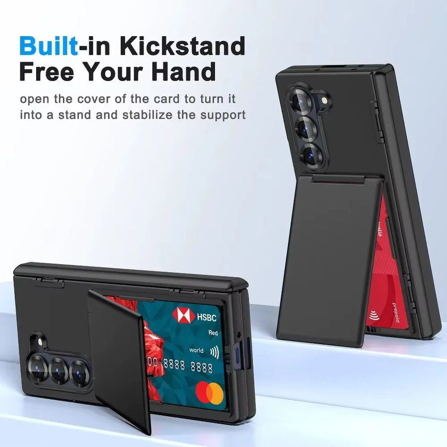 Matte Handyhülle mit Klapphalterung und Kartenfach für Samsung Galaxy Z Fold 7, Z Fold 6 und Z Fold 5 5G in Weiß - Bild 3