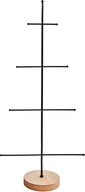 Rico Design Weihnachts-Tannenbaum aus Metall mit Holzsockel in Anthrazit und Natur, Höhe: 59,5 cm, Breite: 12 cm, Tiefe: 28 cm - Bild 1