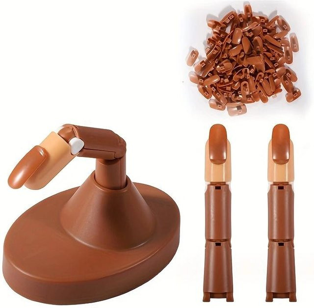 Love Home Garden Mechanische Übungshand für Acrylnägel, braun, Unisex - Bild 1