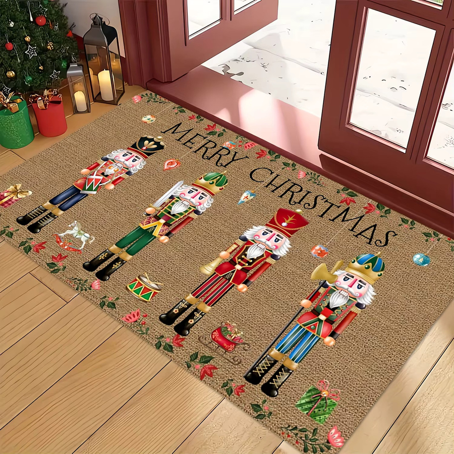 VIKAMA Weihnachts-Teppich Frohe Weihnachten aus weichem Flanell, bunte Bodenmatte für Wohnzimmer und Eingangsbereich, B/T: 60 x 40 cm - Bild 2