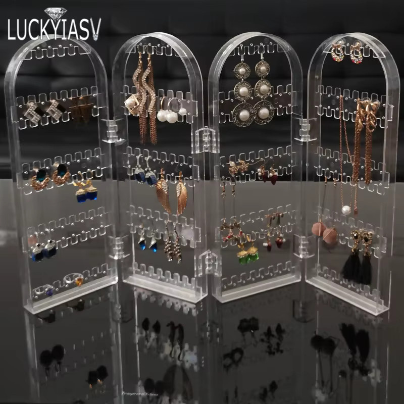 Luckyiasv Ohrring Display aus transparentem Kunststoff mit klappbarem Schmuckständer für die Tischpräsentation - Bild 2