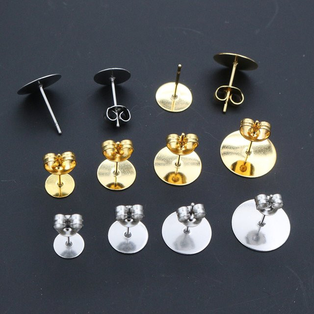 Wadsfred Ohrring Post Basis Studs, Gold Edelstahl, DIY - Bild 1
