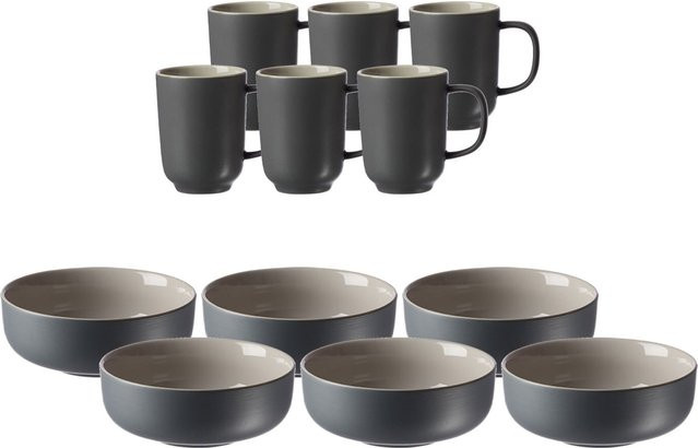 Ritzenhoff & Breker Brunchset Jasper 12er Set aus Keramik in Grau - Bild 1