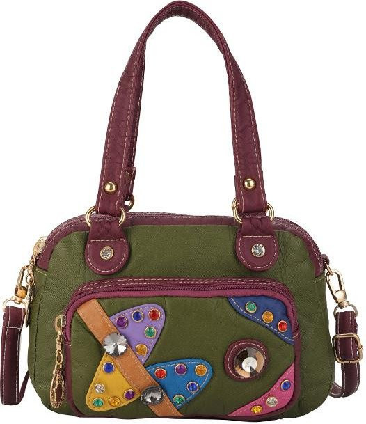 YIRAN Schultertasche Damen, Patchwork, Nieten, Kontrastfarben - Bild 1