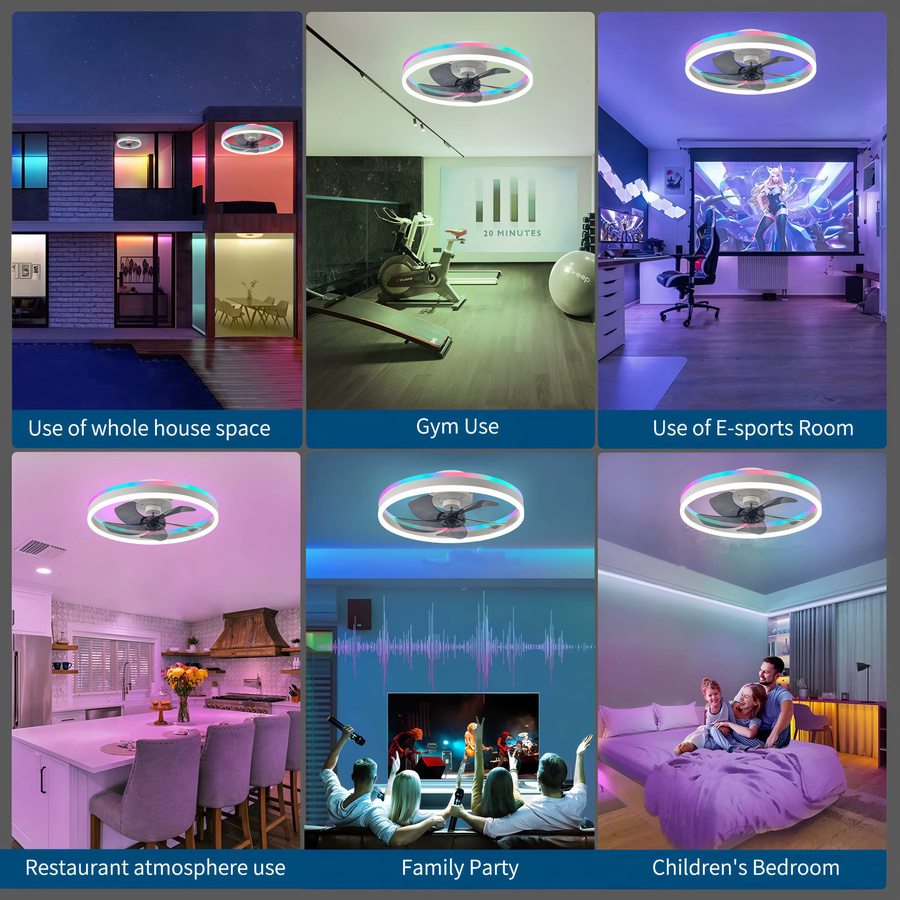 IRALAN RGB Smart Deckenventilator mit Beleuchtung in Weiß, Dimmbar mit App- und Fernbedienung sowie WiFi-Funktion - Bild 4