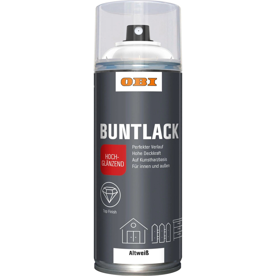 OBI Buntlack Spray Altweiß hochglänzend 400 ml - Bild 2