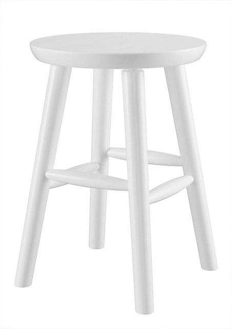 Runder Holz-Hocker Erst-Holz aus Kiefer als Beistelltisch oder Blumenhocker, Farbe: Weiß, Durchmesser: 33,0 cm, Höhe: 45,0 cm - Bild 1