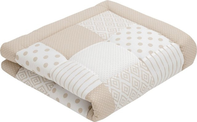 Emma & Noah Krabbeldecke Patchwork in Braun mit grafischem Design, B/B/B: 200 x 200 x 1 cm - Bild 1