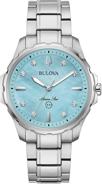 Bulova Damenuhr Marine Star, Quarz, Edelstahl, Blaues Perlmutt-Zifferblatt, 38 mm, 10 ATM - Bild 1