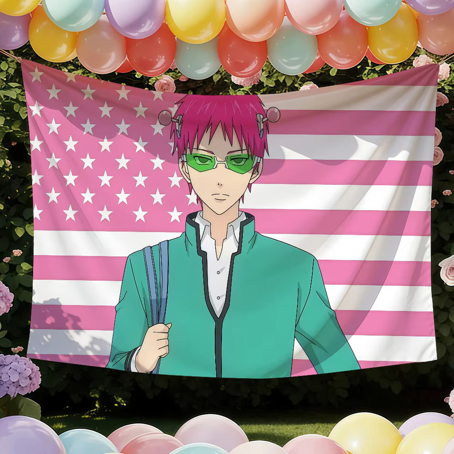 Saiki Kusuo Anime Wandbanner Multicolor, Rechteckige Textil-Dekoration für Innenbereich und Outdoor, Breite: 60 cm, Höhe: 40 cm - Bild 2