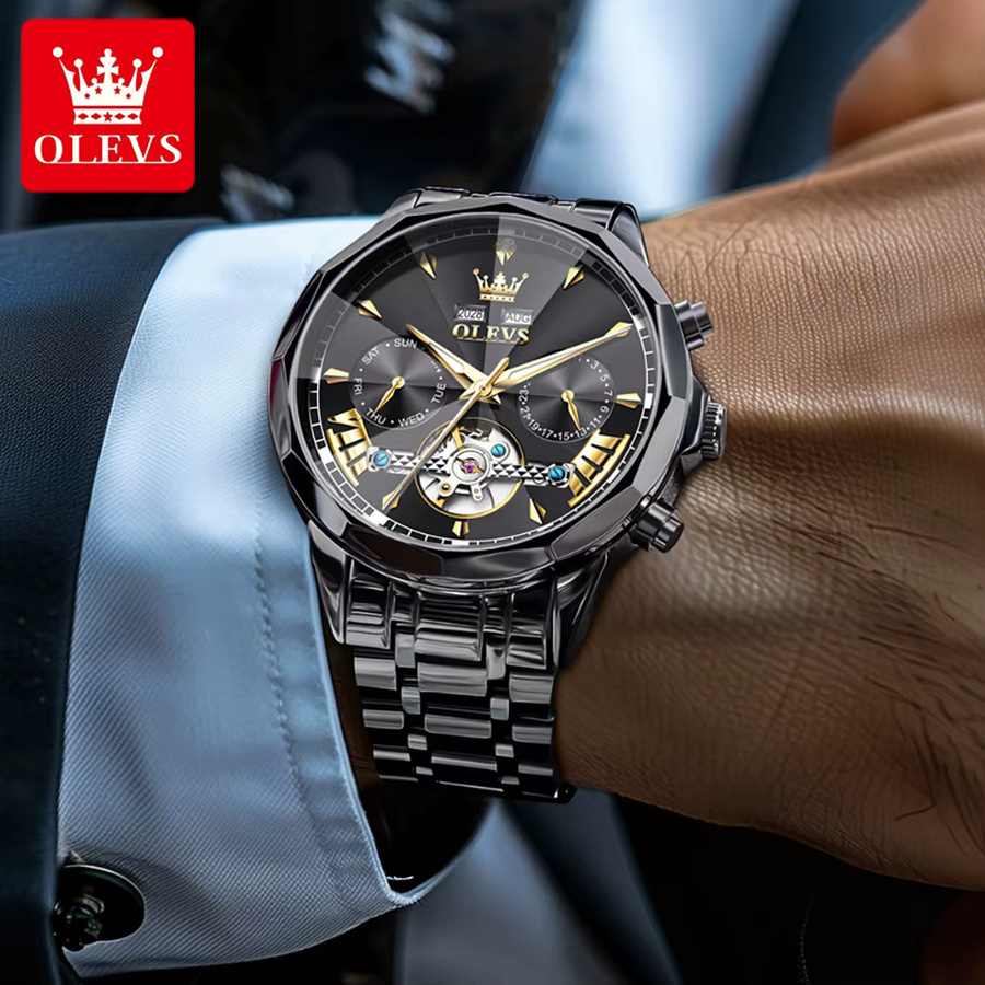 OLEVS Armbanduhr, Automatik, Edelstahl, Silber, rautenförmig, Herren - Bild 4