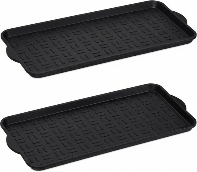 Relaxdays Schuhablage 2er Set aus Polypropylen in Schwarz, B: 75 cm, T: 36,5 cm, H: 3,2 cm, stapelbar - Bild 1
