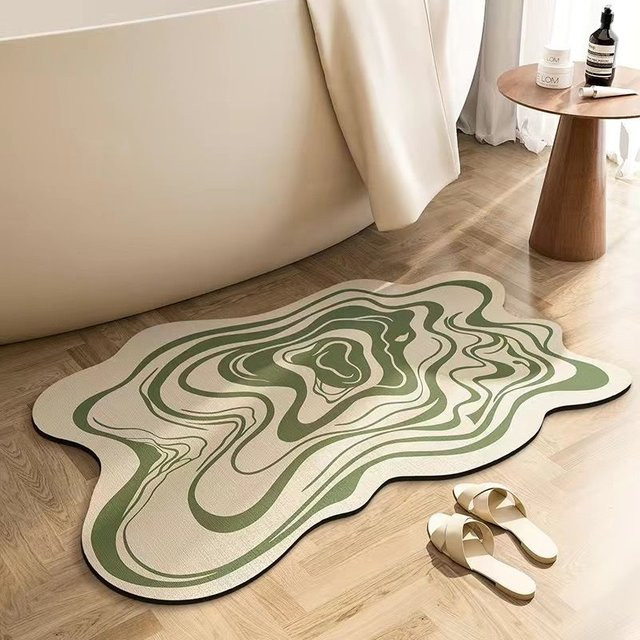 Saugfähige Kieselgur Fußmatte für die Toilette, rutschfest und schmutzabweisend, Farbe: Grün, B/T: 60 x 40 cm - Bild 1
