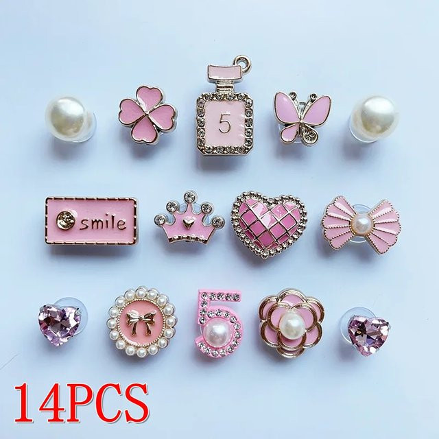 Schuh Charms Set, Rosa, Diamant, Perle, Strass, Mädchen - Bild 1
