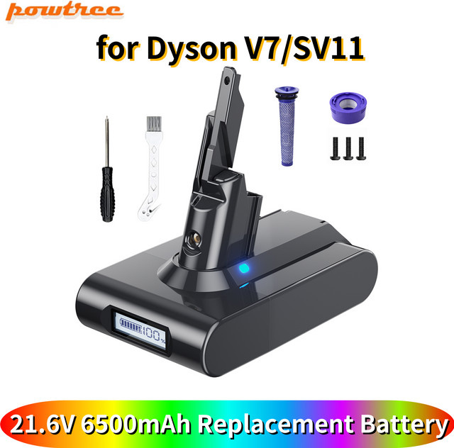 Powtree Ersatzakku für Dyson V7 und SV11 Motorhead Pro, 21,6 V, 6500 mAh - Bild 1