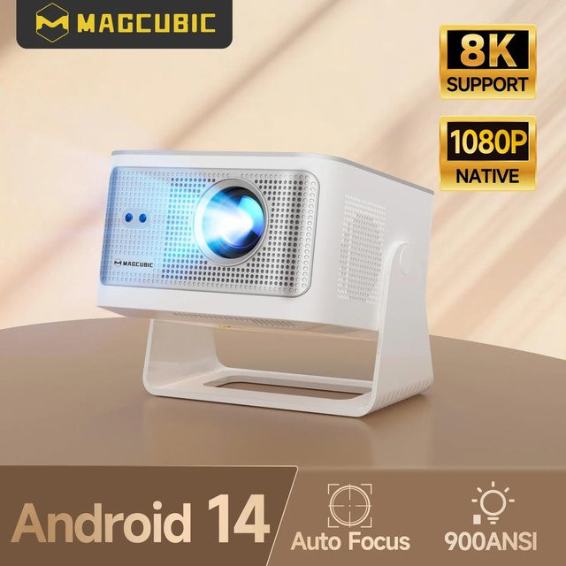 Magcubic HY350Max Beamer mit Android 14, Autofokus, 900 ANSI Lumen, 4K Unterstützung und Native 1080P Full HD, Wifi 6 und Bluetooth 5.4, Weiß - Bild 1