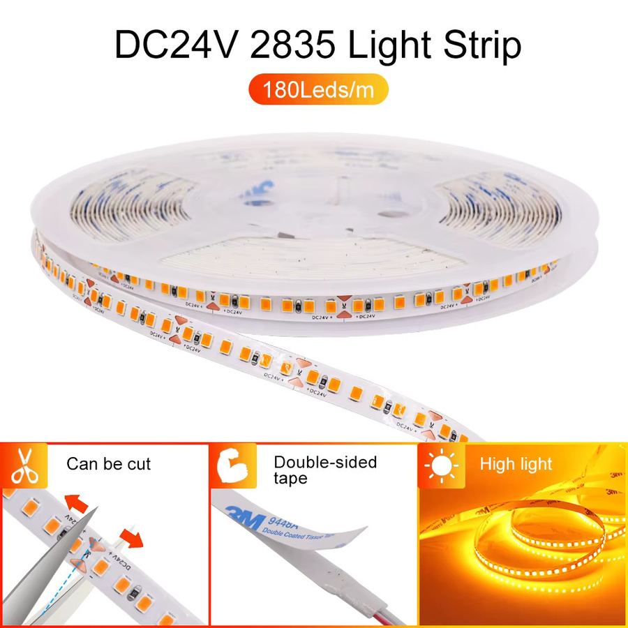HEGEHE LED-Streifen Warmweiß IP21 mit 180 LEDs pro Meter für DC 12V 24V - Bild 2