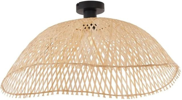 QAZQA Alka Art-Deco-Deckenleuchte aus Naturbambus in Schwarz mit Durchmesser: 60 cm - Bild 1