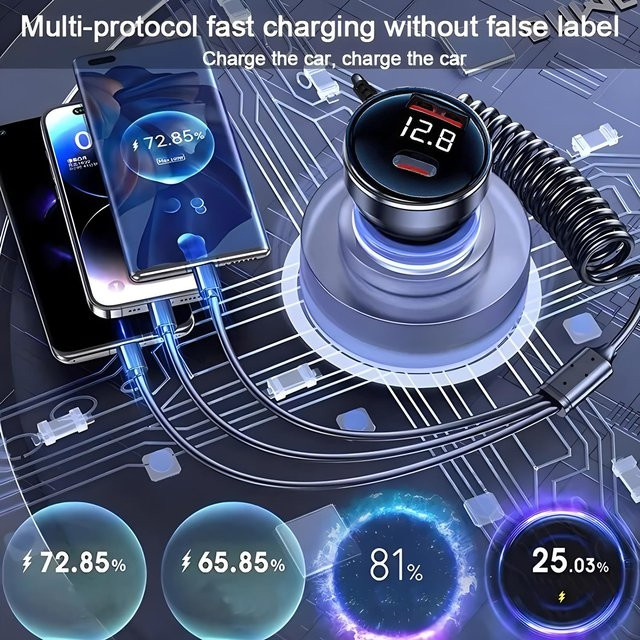 FireFrog 5 in 1 Auto Ladegerät mit 230 W und USB-C Schnellladung PD QC 3.0 in Schwarz - Bild 1