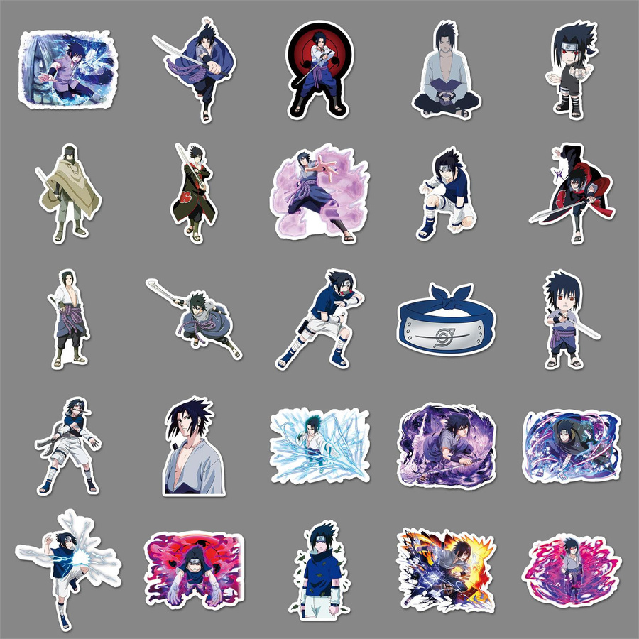 50 Uchiha Sasuke Cartoon Aufkleber im Naruto Design für Mobile und Koffer, Mehrfarbig - Bild 4