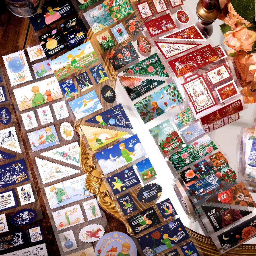 Vintage Aufkleber im Stempel-Stil für Scrapbooking und Junk Journal, 55 mm x 2 m, Mehrfarbig - Bild 1