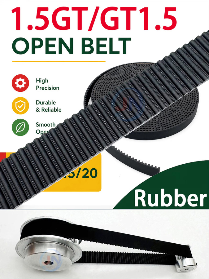 GT1.5 Zahnriemen für 3D-Drucker, offener Gummi-Riemen in Schwarz, Länge: 1,5 m, Breite: 6 mm, 9 mm, 10 mm oder 15 mm - Bild 6