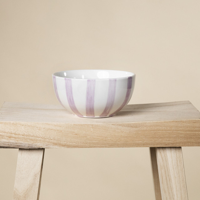 Keramik Dessertschale von BLUME2000 gestreift in Violett - Bild 1