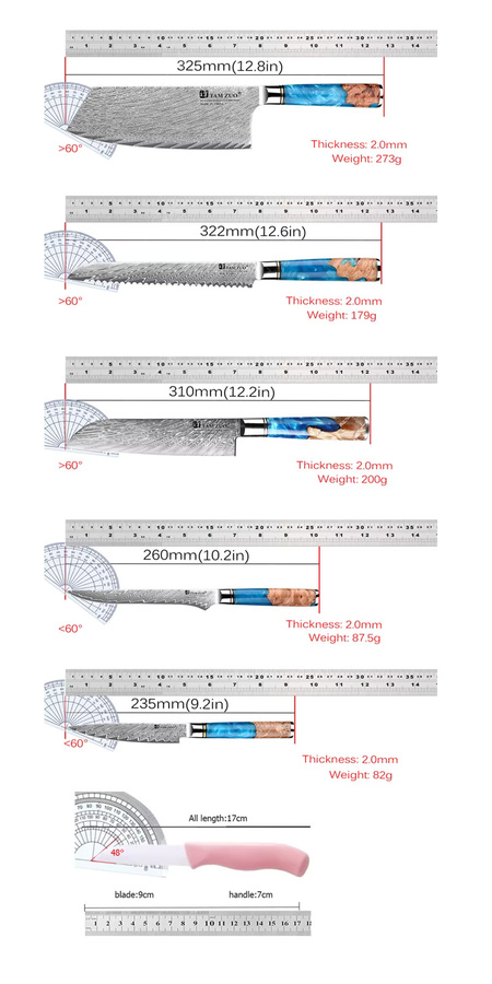 WXCOO Santoku Küchenmesser aus 67-lagigem Damast und VG-10 Stahl in Silber mit Holzgriff und Schutzhülle - Bild 6