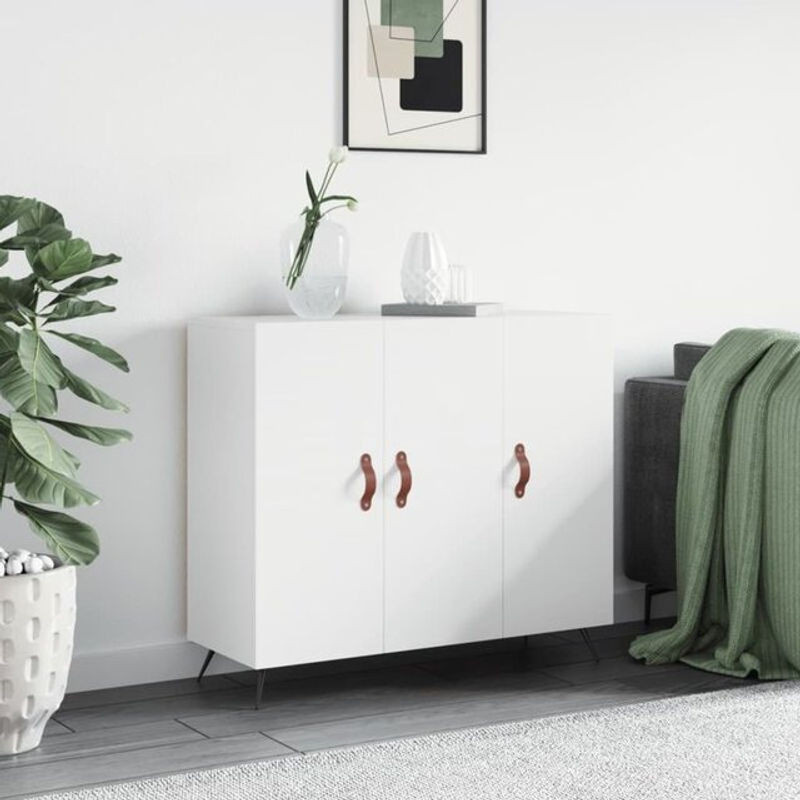 Modernes Sideboard Vidaxl in Weiß aus Holzwerkstoff und Metall, B/T/H: 90 x 34 x 80 cm - Bild 1
